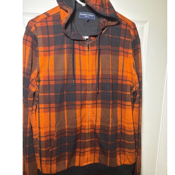 Paisley & Gray Orange and black Flannel Set Pants and Hoodie Slim Fit Sz Large - Picture 3 of 11